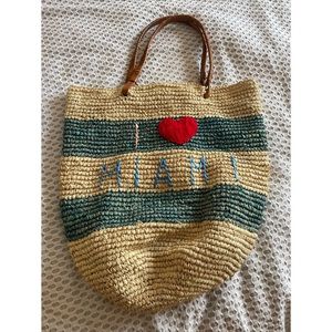 House of Mua Mua - raffia beach bag “I love miami”